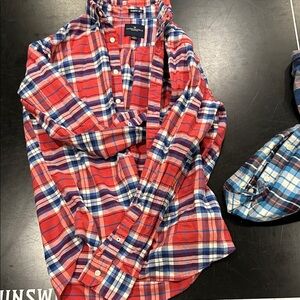 American Eagle Outfitters Vibrant Red and Blue Checkered Shirt